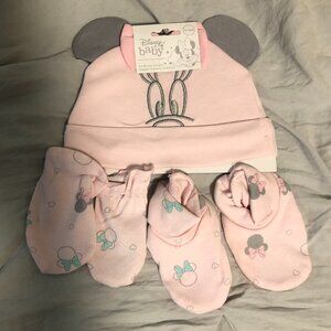 DISNEY BABY HAT, BOOTIE & MITTS 5PC / 0-6M